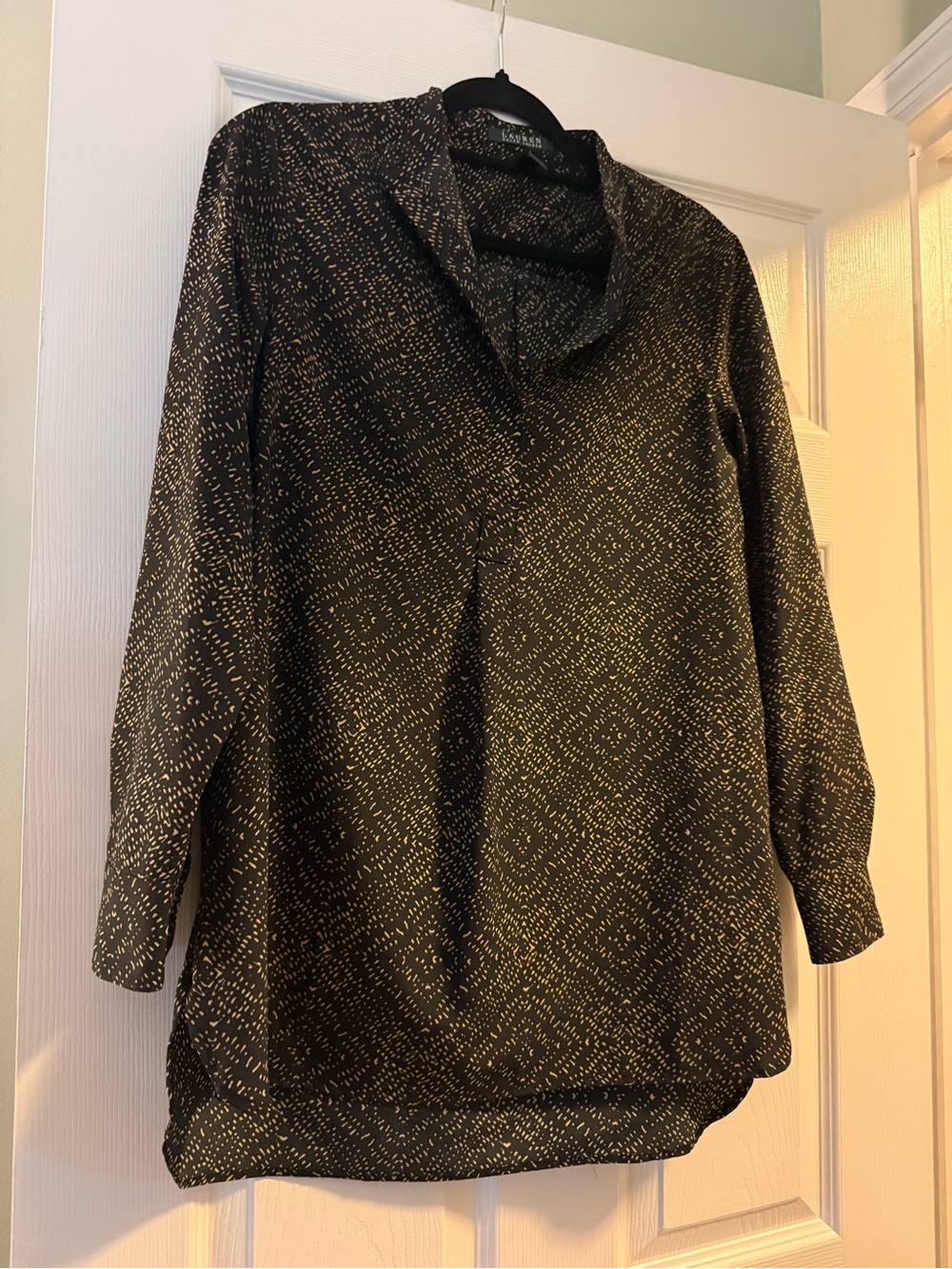 Ralph Lauren Black Blouse with Dot Pattern